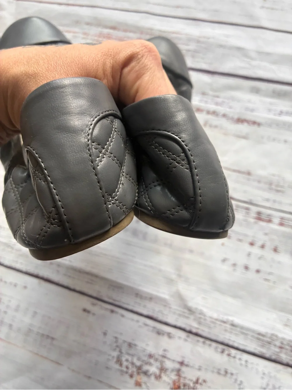 DEXFLEX 7.5 Comfortable Quilted Gray Ballet Flats - Unbranded